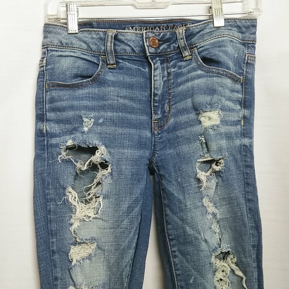 American Eagle Outfitters Denim - Destroyed Mid Rise Jegging Ankle Jeans